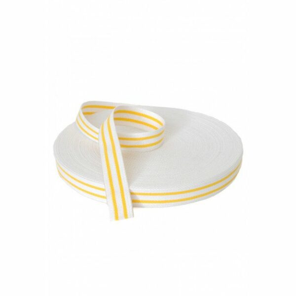 ROULEAU de ceinture blanche 2 liserés jaunes